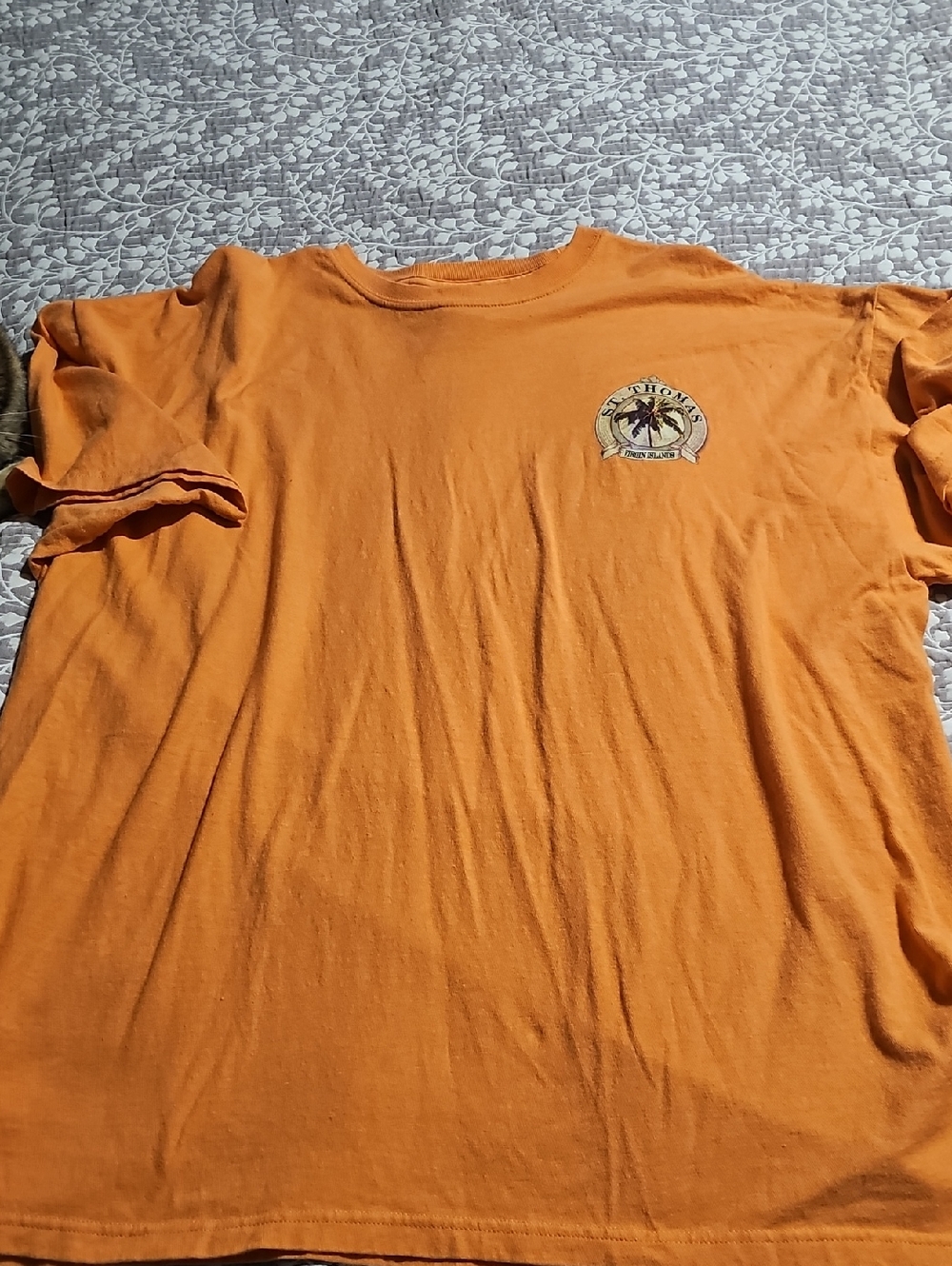 SAVE THE DUCK Orange Short Sleeve Tee with Small Chest Graphic